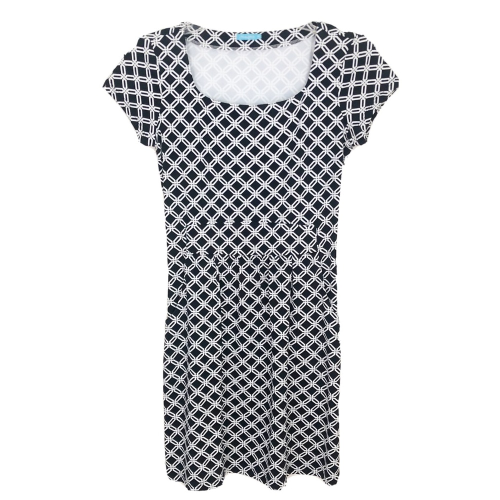 J McLaughlin Black White Print Short Sleeve Dress